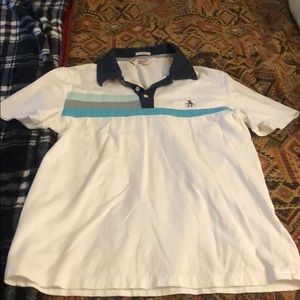 Men’s white striped polo